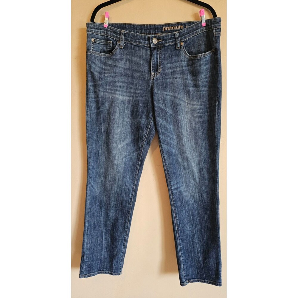 Gap Boyfriend Jeans Womens 14 R Medium Wash Distressed Straight Leg Blue Denim